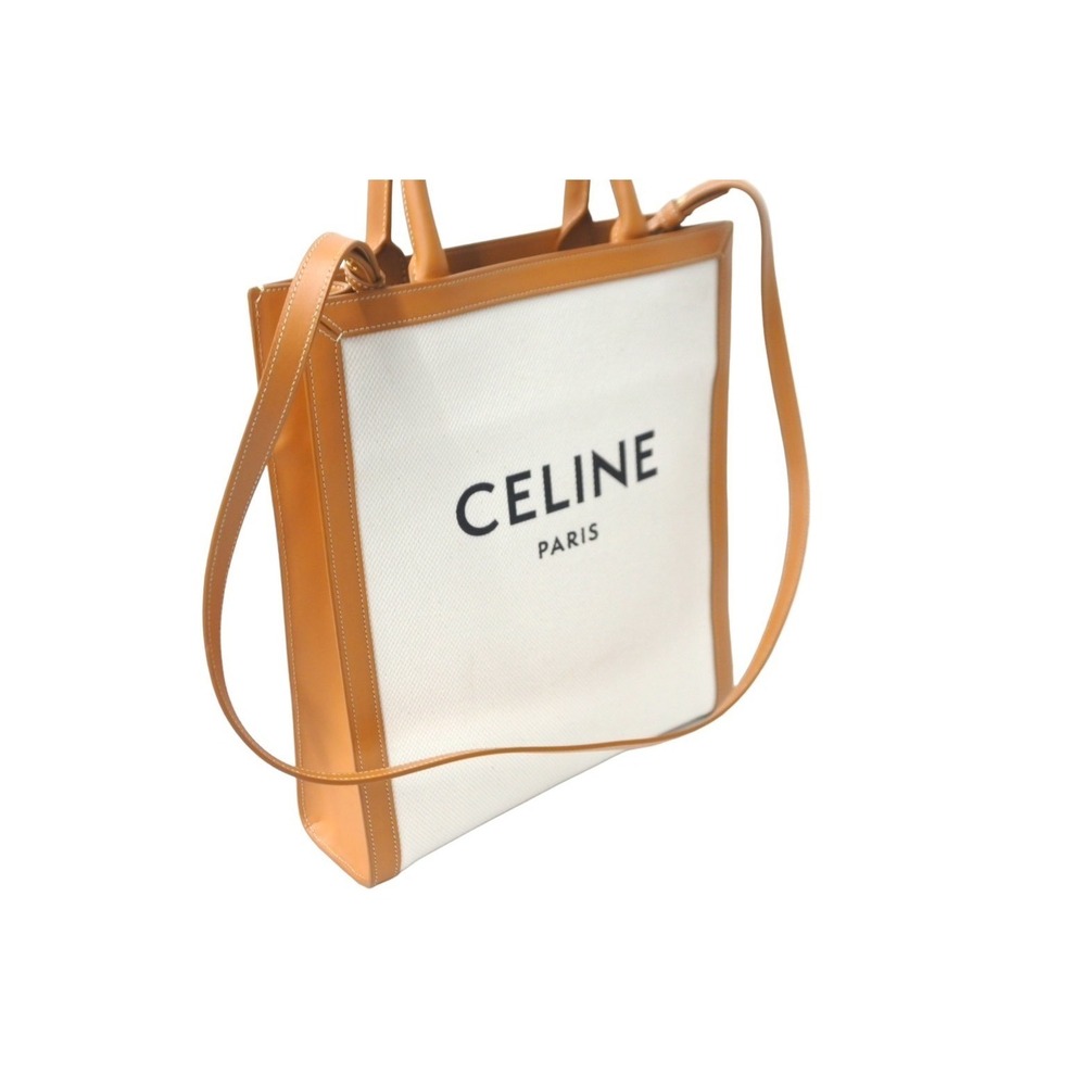 CELINE Vertical Cabas Tote Bag Natural Tan Brown - Picture 4 of 10